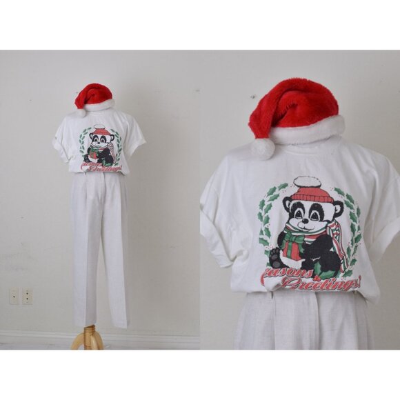 The Original Gift T Tops - Vintage 90s Cotton Christmas Bear Shirt size L